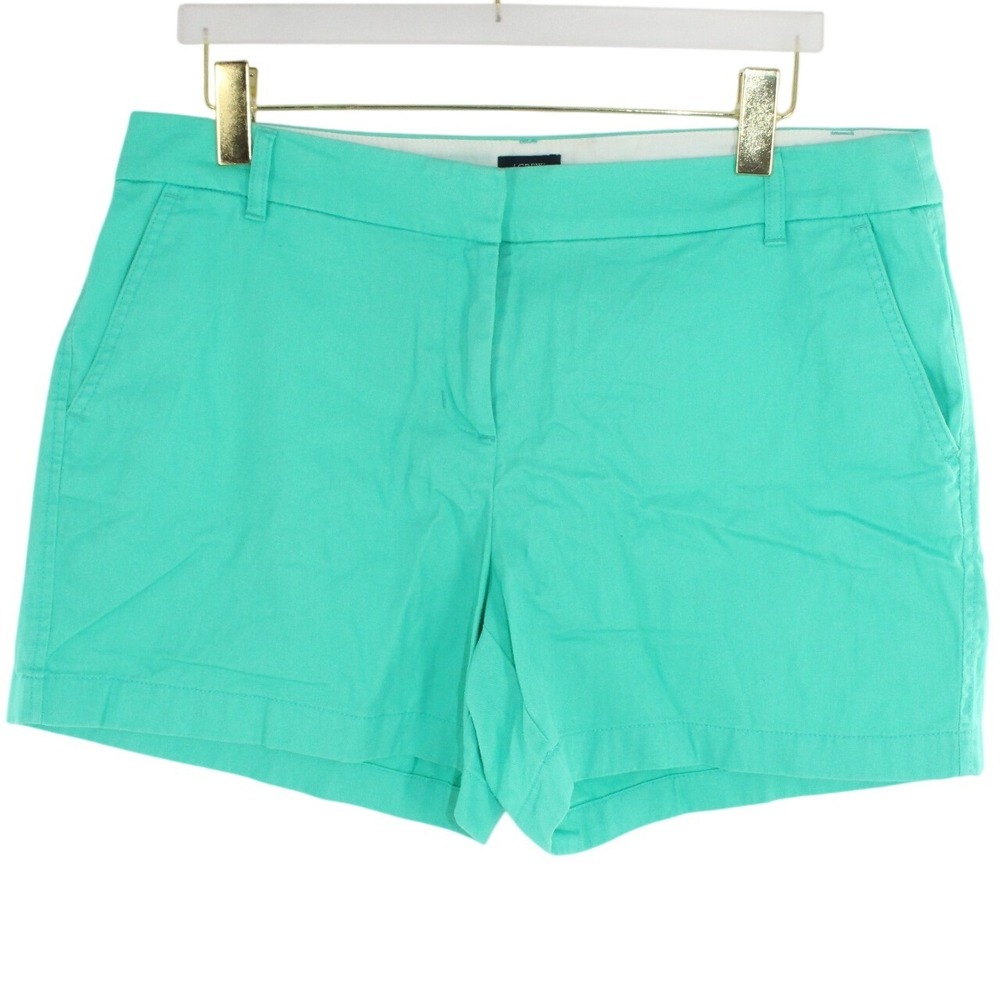 J.Crew Chino Shorts Flat Front Cotton Twill 14 Turquoise Green